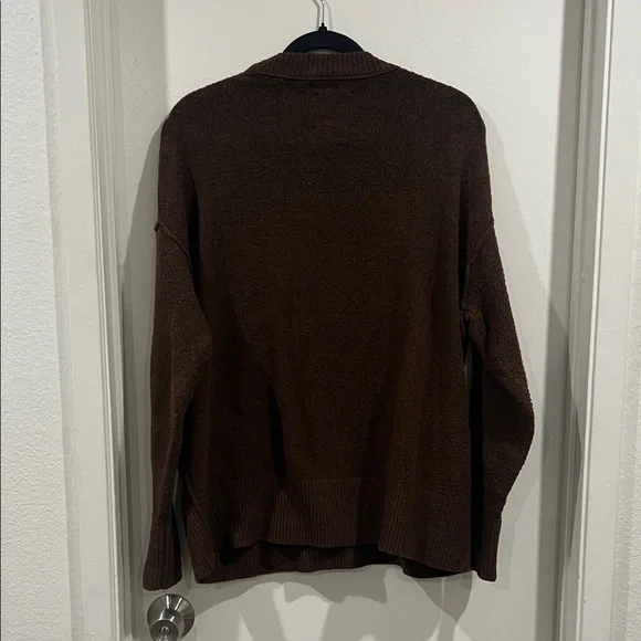aerie oversized fuzzy chocolate Brown Crewneck Sweater size x-small - Picture 7 of 9